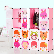 Pink Plastic Cartoon DIY Storage Cabinets for Girls (ZH007-1)